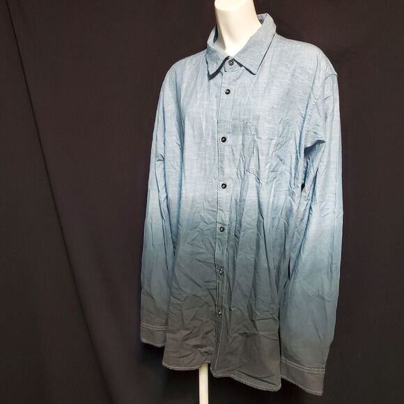 NWT George Blue to Black Ombre Button Down Shirt - Picture 2 of 6
